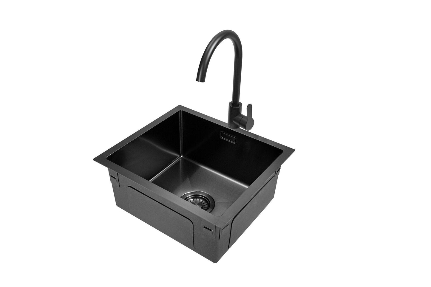 Nurion Fregadero Metal Negro 44,5 x 34,5- Fregadero Cocina - Fregaderos Cocina - Fregadero Cocina - sin agujero para grifo acero inoxidable