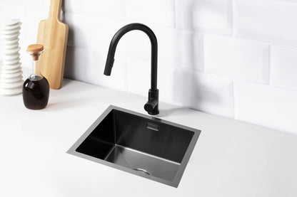 Nurion Fregadero Metal Negro 44,5 x 34,5- Fregadero Cocina - Fregaderos Cocina - Fregadero Cocina - sin agujero para grifo acero inoxidable