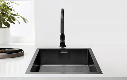 Nurion Fregadero Metal Negro 44,5 x 34,5- Fregadero Cocina - Fregaderos Cocina - Fregadero Cocina - sin agujero para grifo acero inoxidable