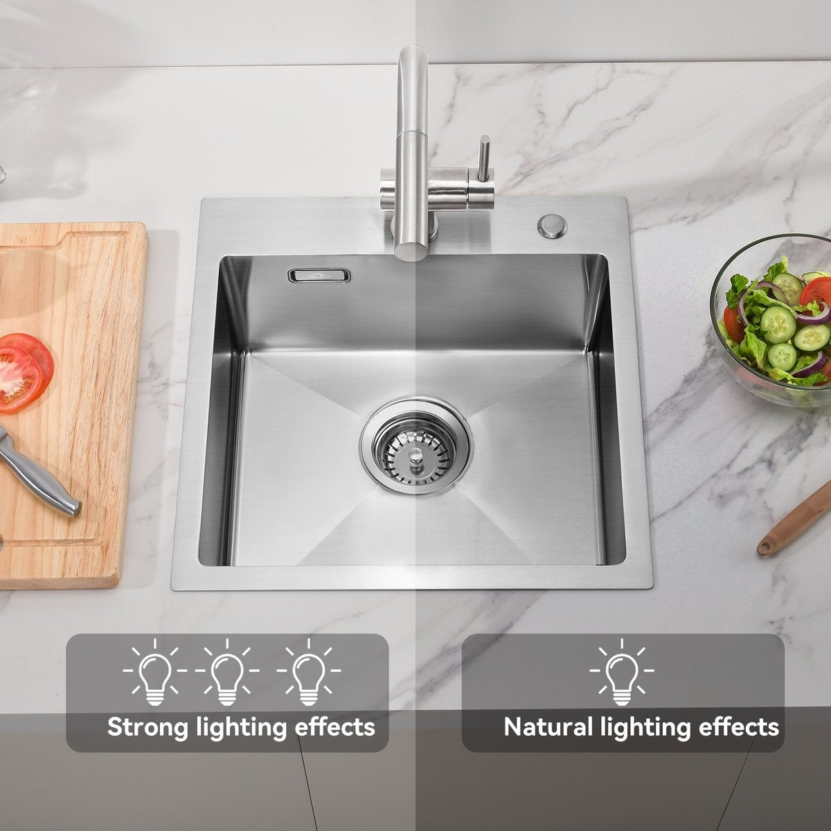 Fregadero Nurion Acero Inoxidable 28,5 x 34,5- Fregadero Cocina - Fregaderos Cocina - Fregadero Cocina - sin agujero para grifo