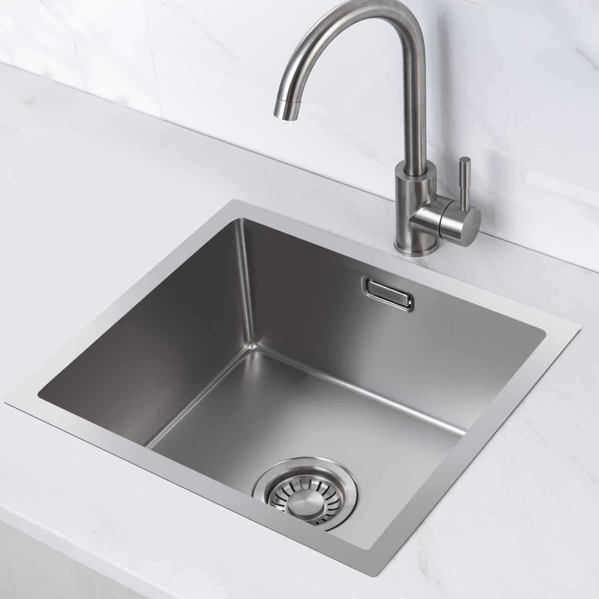 Nurion Lavello in acciaio inox 39,5 x 34,5 – Lavello Cucina - Lavelli Cucina – Lavandino Cucina - senza foro per rubinetto