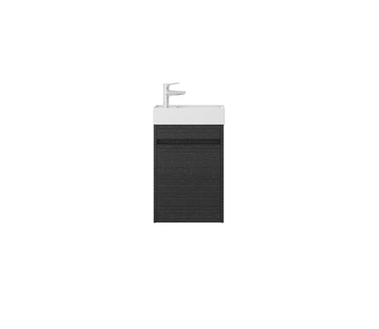 Mueble de baño Nurion Luca - lavabo blanco brillante y armario de madera negro - 41 x 22,5 x 65 cm