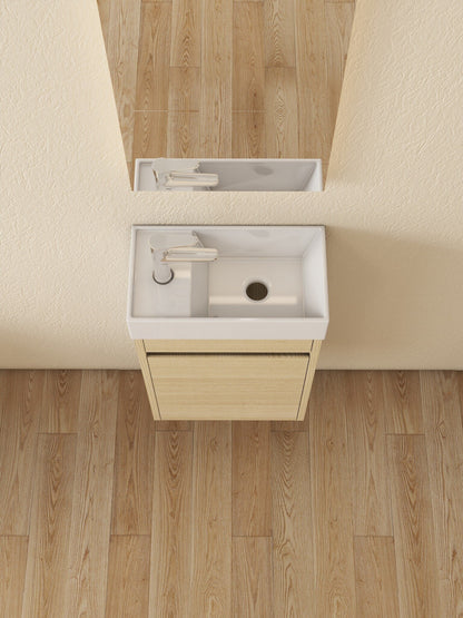 Mueble de baño Sophie de Nurion: lavabo blanco brillante y armario de madera blanca - 41 x 22,5 x 65