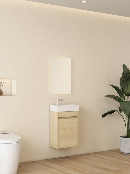 Mueble de baño Sophie de Nurion: lavabo blanco brillante y armario de madera blanca - 41 x 22,5 x 65