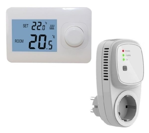 Termostato wireless semplice QH Basic non programmabile con ricevitore a spina