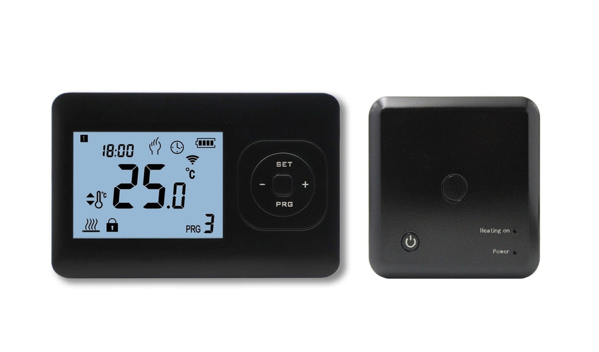 Termostato programmabile QH Basic con ricevitore da superficie nero
