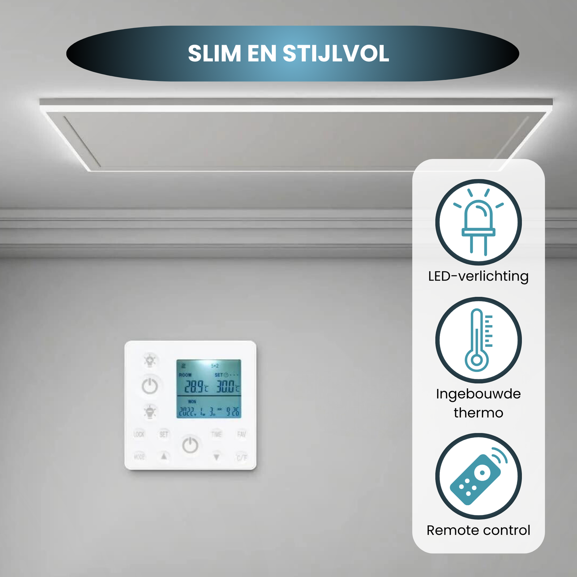 Serie QH-HL Panel Infrarrojo Wifi con Iluminación LED 63x128 cm 840Watt