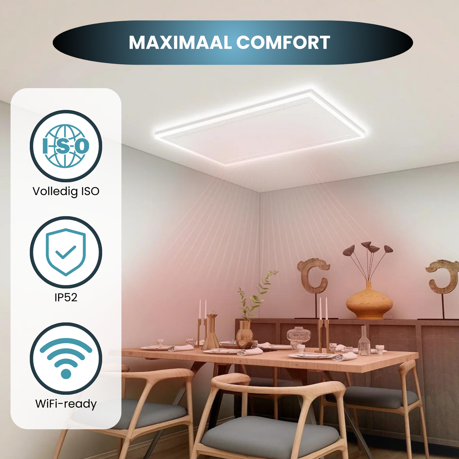 QH-HL Serie Panel Infrarrojo Wifi con Iluminación LED 63 x 108 cm - 700Watt
