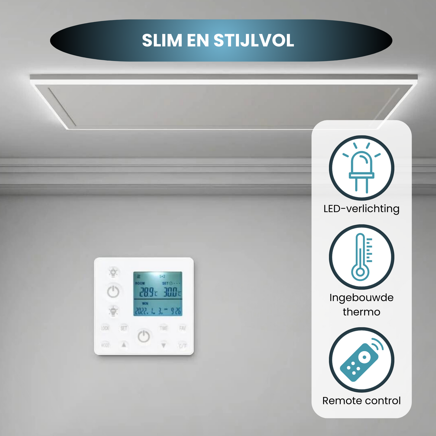 QH-HL Serie Panel Infrarrojo Wifi con Iluminación LED 63 x 108 cm - 700Watt
