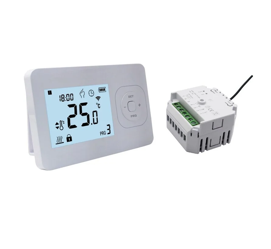 Termostato programmabile wireless QH Basic con mini-ricevitore da incasso