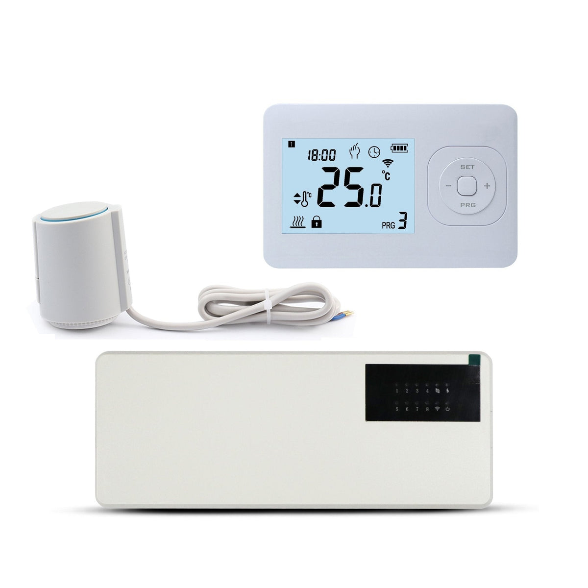 Quality Heating - Serie QH-W - Set - Controllo zone riscaldamento a pavimento - Controllo wireless - Termostato