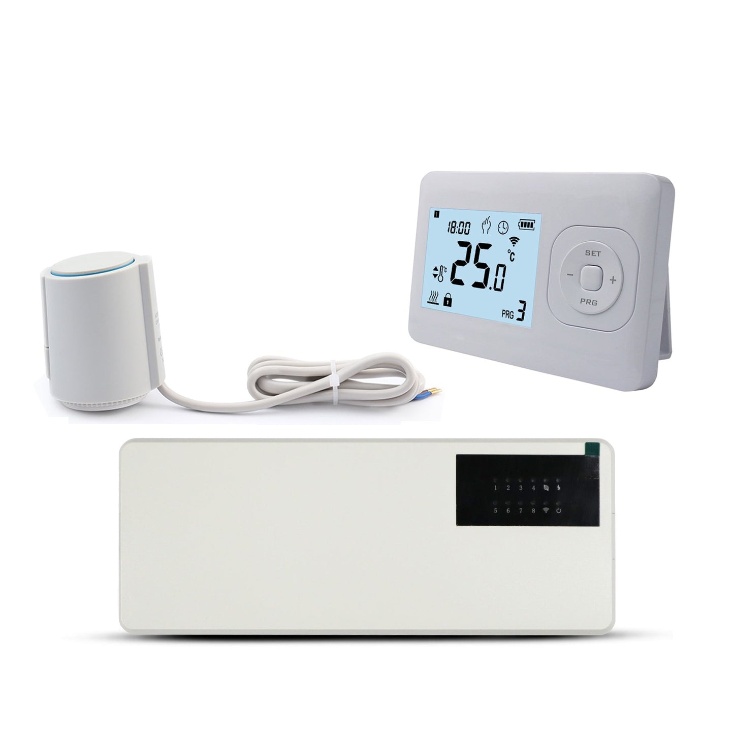 Quality Heating - Serie QH-W - Set - Control de zonas de suelo radiante - Control inalámbrico - Termostato