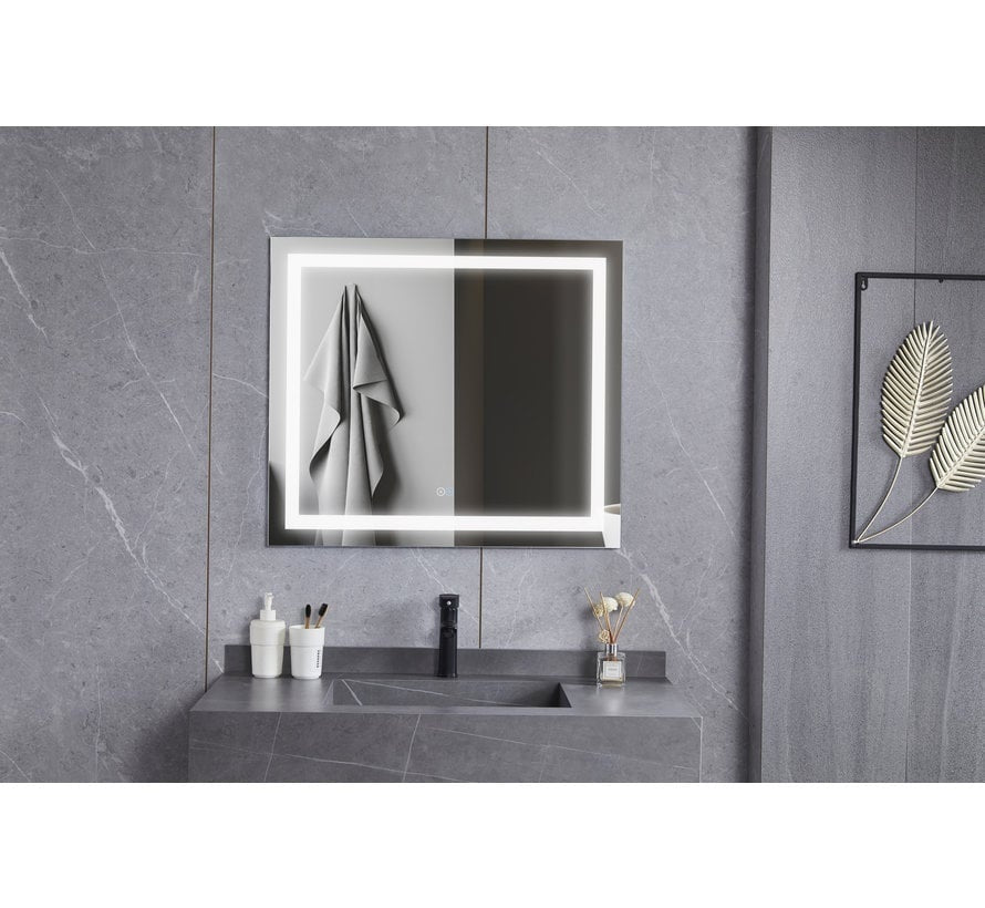 Specchio 70 x 50 cm senza cornice, illuminazione LED incassata e antiappannamento
