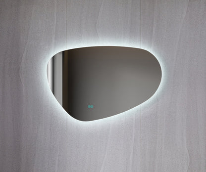 Spiegel asymmetrisch organische led verlichting en anti-condens 140 cm breed en 75 cm hoog