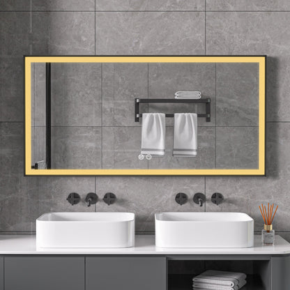 Espejo con marco negro, LED, antivaho 75 x 125cm