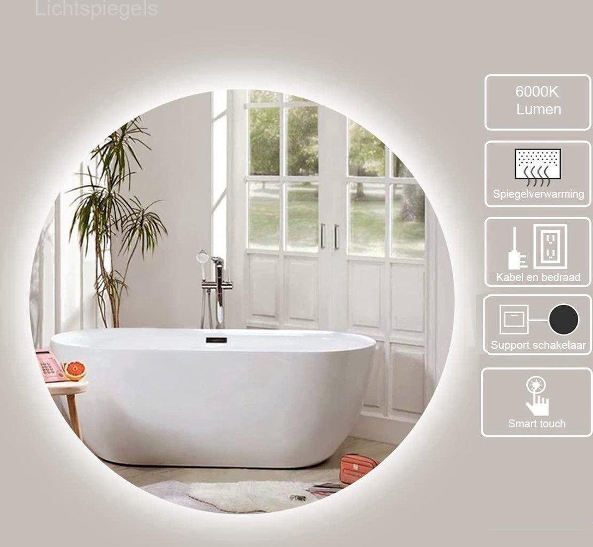 Espejo redondo de 100 cm sin marco, iluminación LED perimetral y antivaho