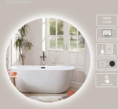 Espejo redondo de 100 cm sin marco, iluminación LED perimetral y antivaho