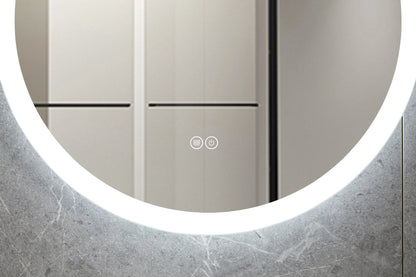 Espejo redondo de 60 cm sin marco, iluminación LED empotrada y anticondensación
