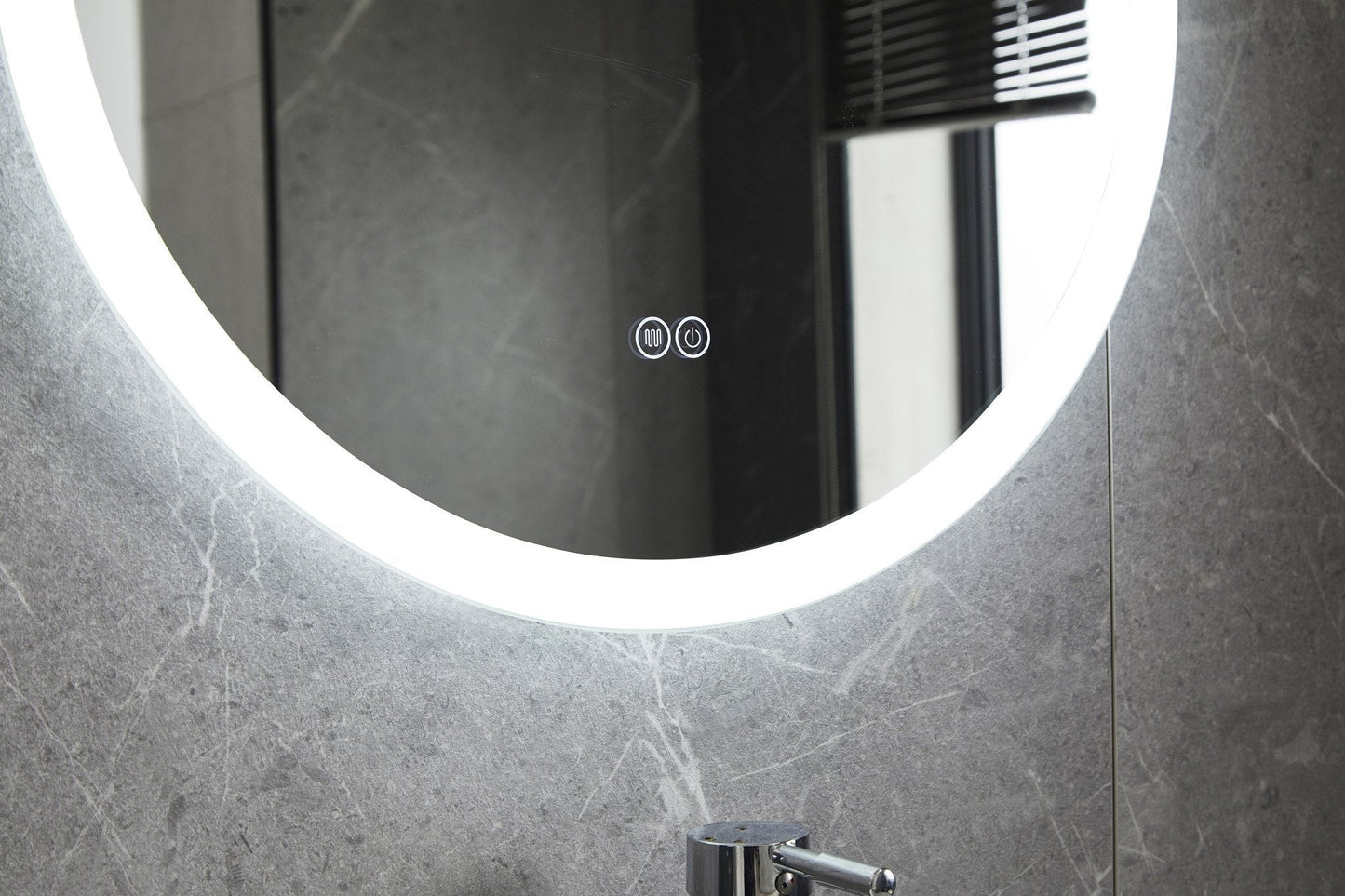 Espejo redondo de 60 cm sin marco, iluminación LED empotrada y anticondensación