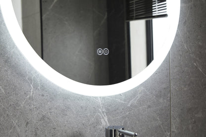 Espejo redondo de 60 cm sin marco, iluminación LED empotrada y anticondensación