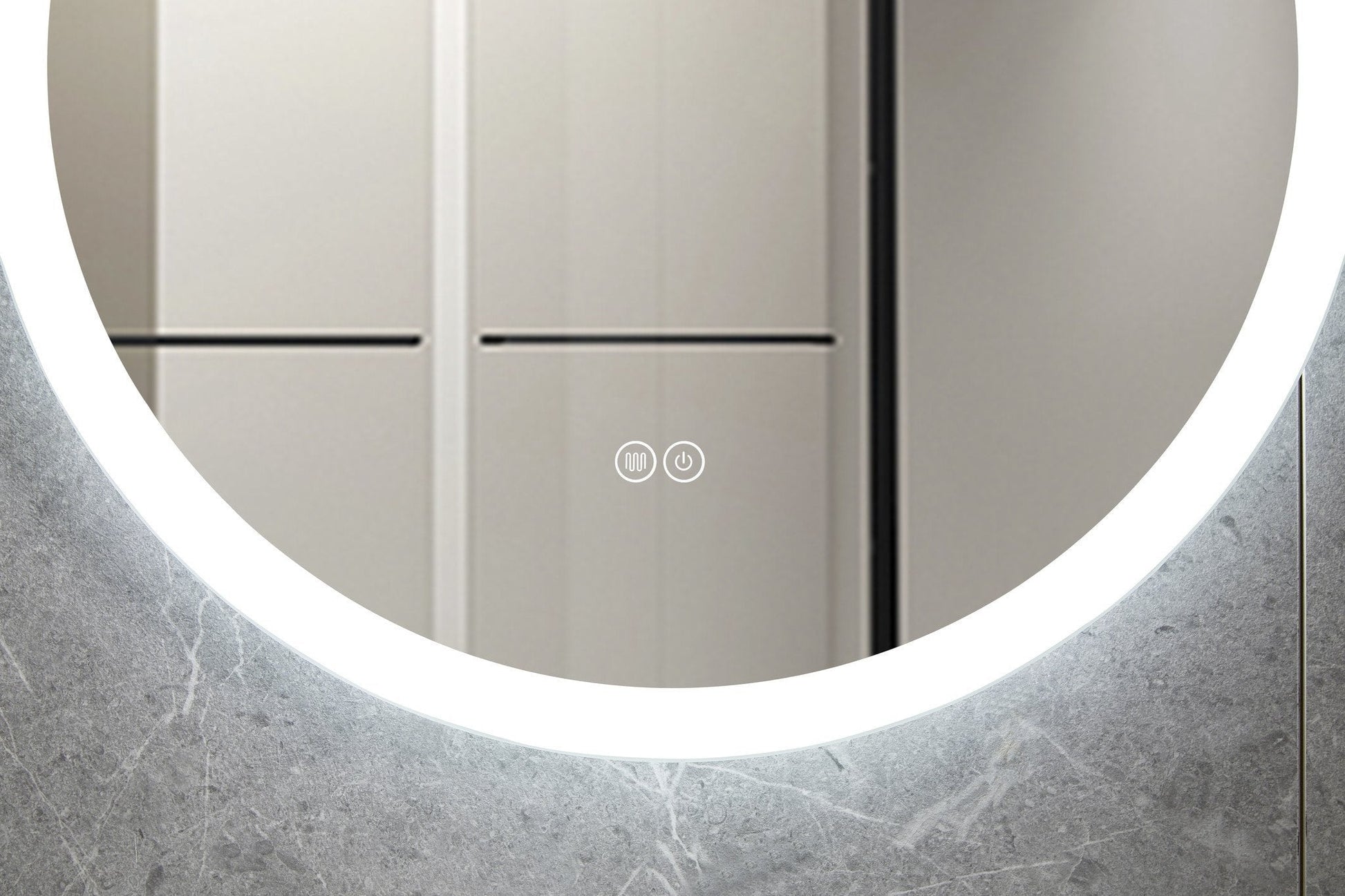 Espejo redondo de 60 cm sin marco, iluminación LED empotrada y anticondensación
