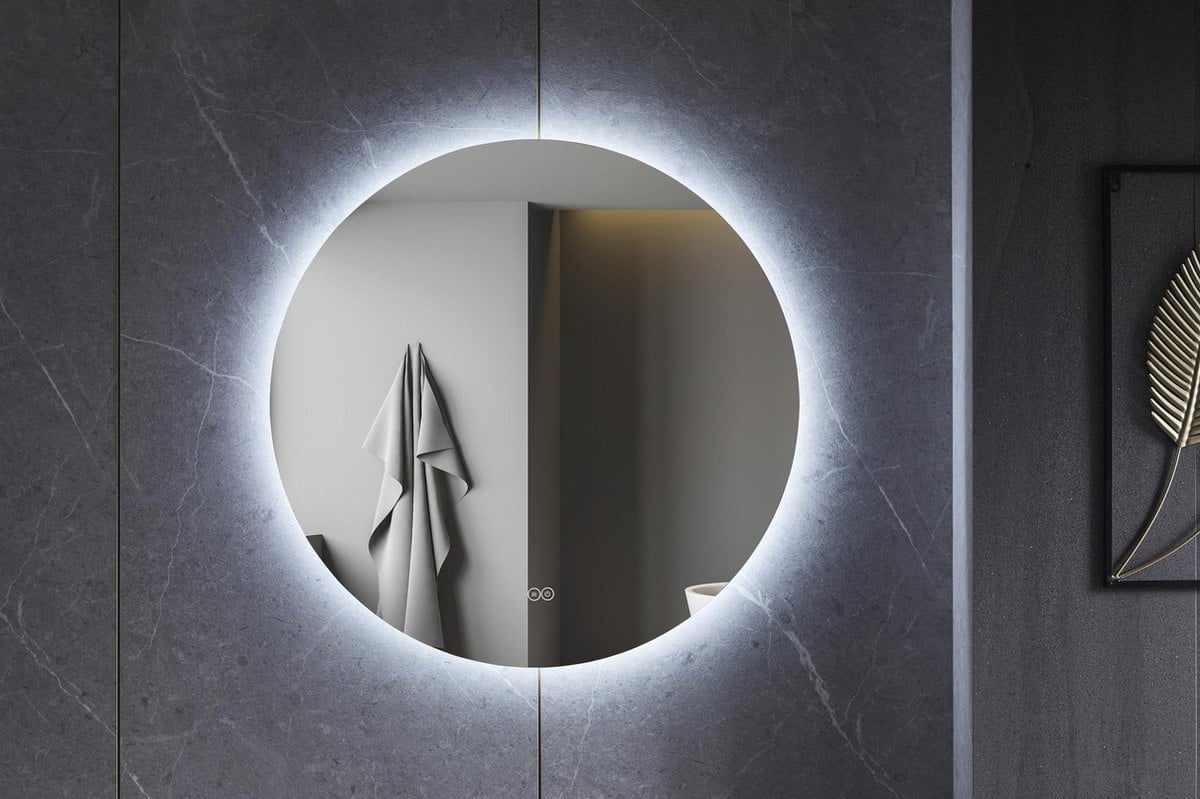 Espejo redondo 60 cm sin marco, iluminación LED perimetral y anticondensación