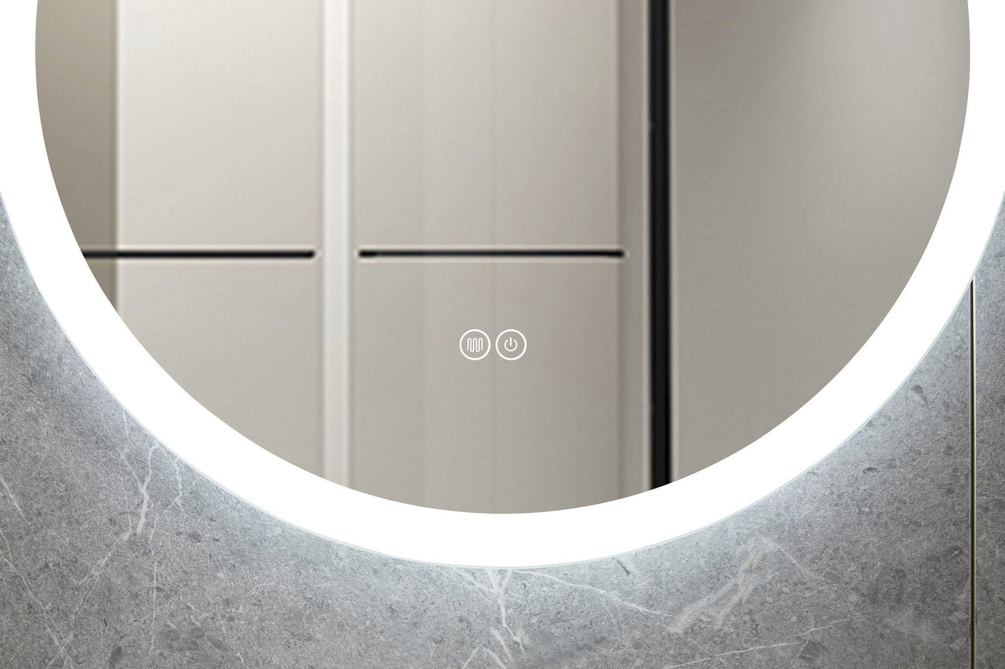 Espejo redondo 80 cm sin marco, iluminación LED empotrada y anti-condensación