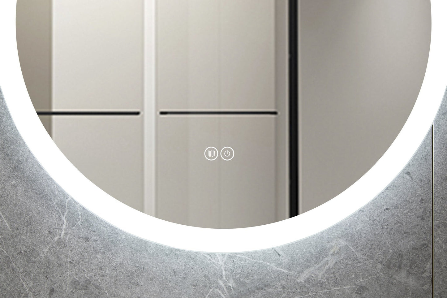 Espejo redondo 80 cm sin marco, iluminación LED empotrada y anti-condensación