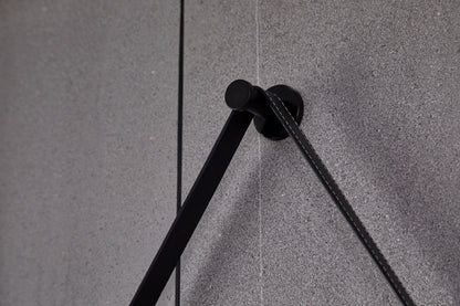 Espejo redondo 80 cm con marco negro cinturón de moda, iluminación LED empotrada y antivaho
