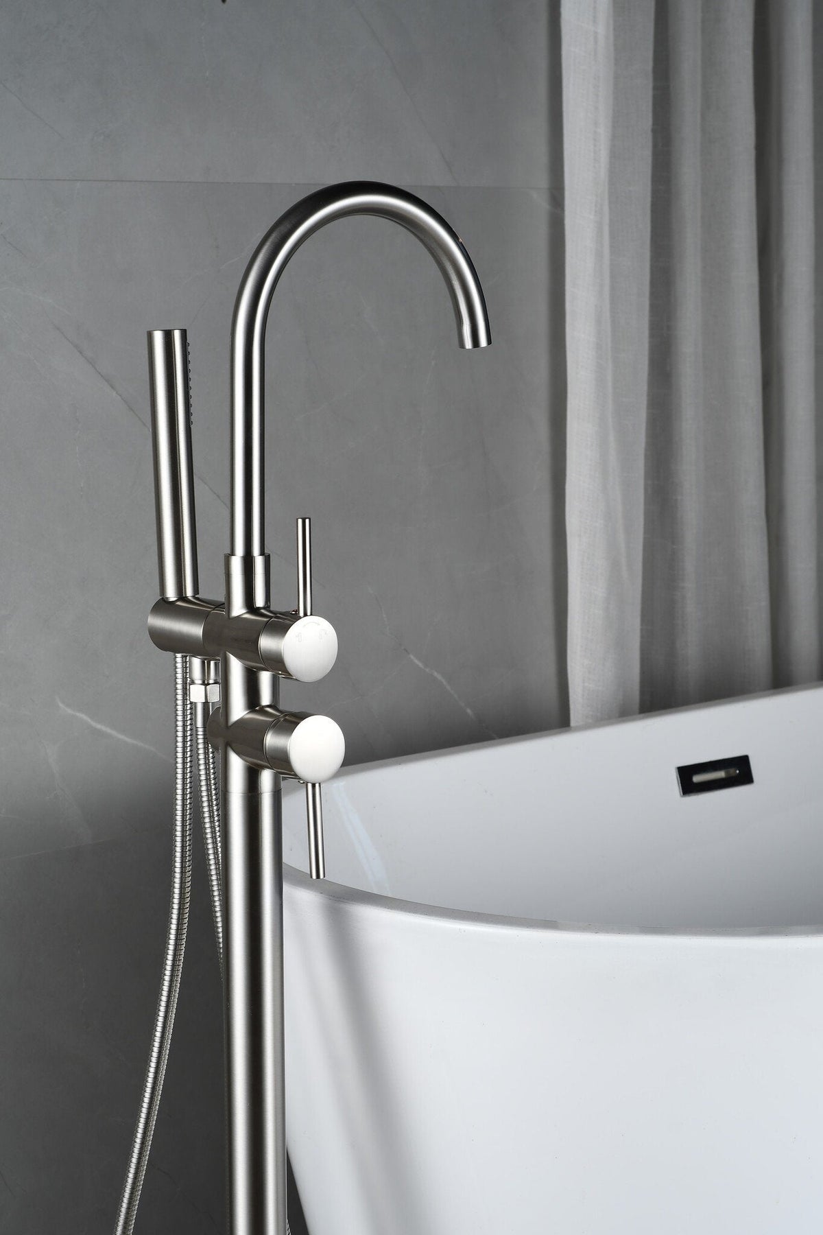 Miscelatore per vasca da bagno freestanding - include doccetta - spazzolato