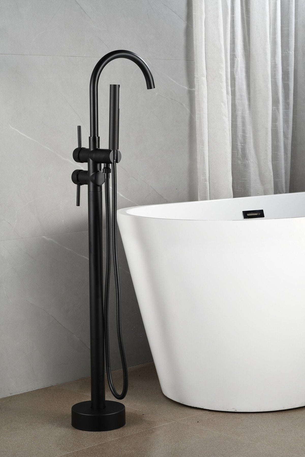 Miscelatore per vasca da bagno freestanding - include doccetta - nero opaco
