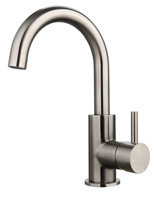 Rubinetto lavabo Gun Metal con bocca girevole a 180 gradi