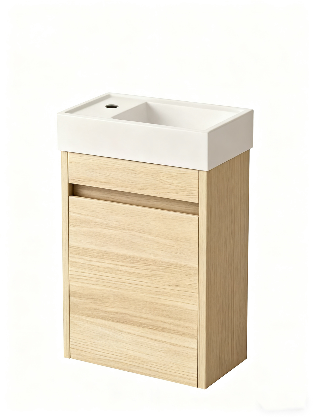 Mobile da bagno Nurion Sophie - lavabo bianco lucido e mobiletto in legno bianco - 41 x 22,5 x 65 cm