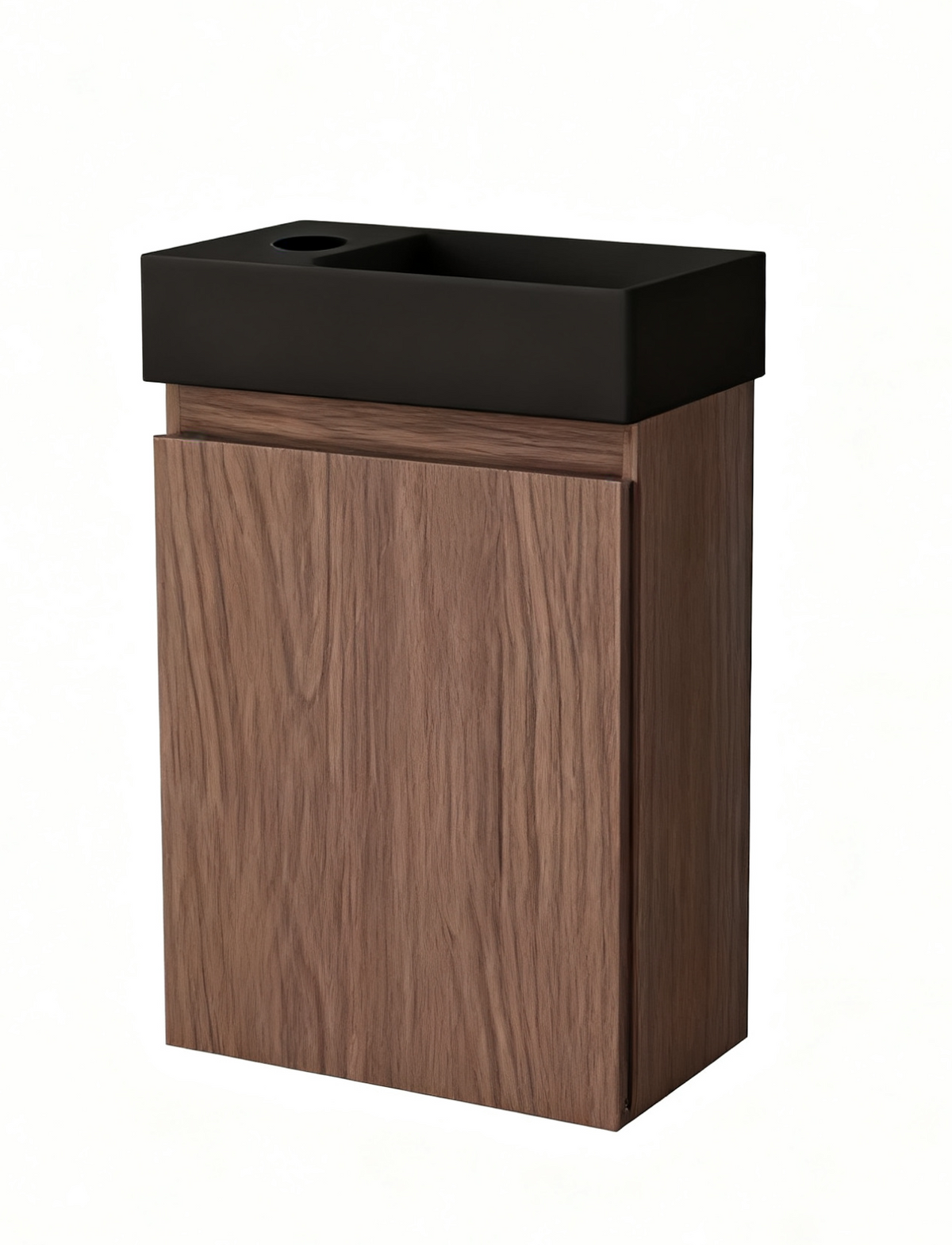 Mobile bagno Nurion Jule - lavabo nero opaco e mobile in legno di rovere - 41 x 22,5 x 65 cm