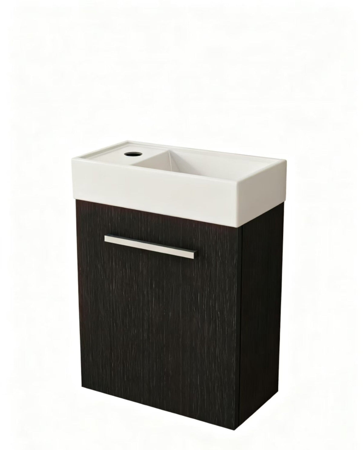 Mobile da bagno Nurion Max - lavabo bianco lucido e mobiletto in legno nero - 45 x 25 x 72 cm