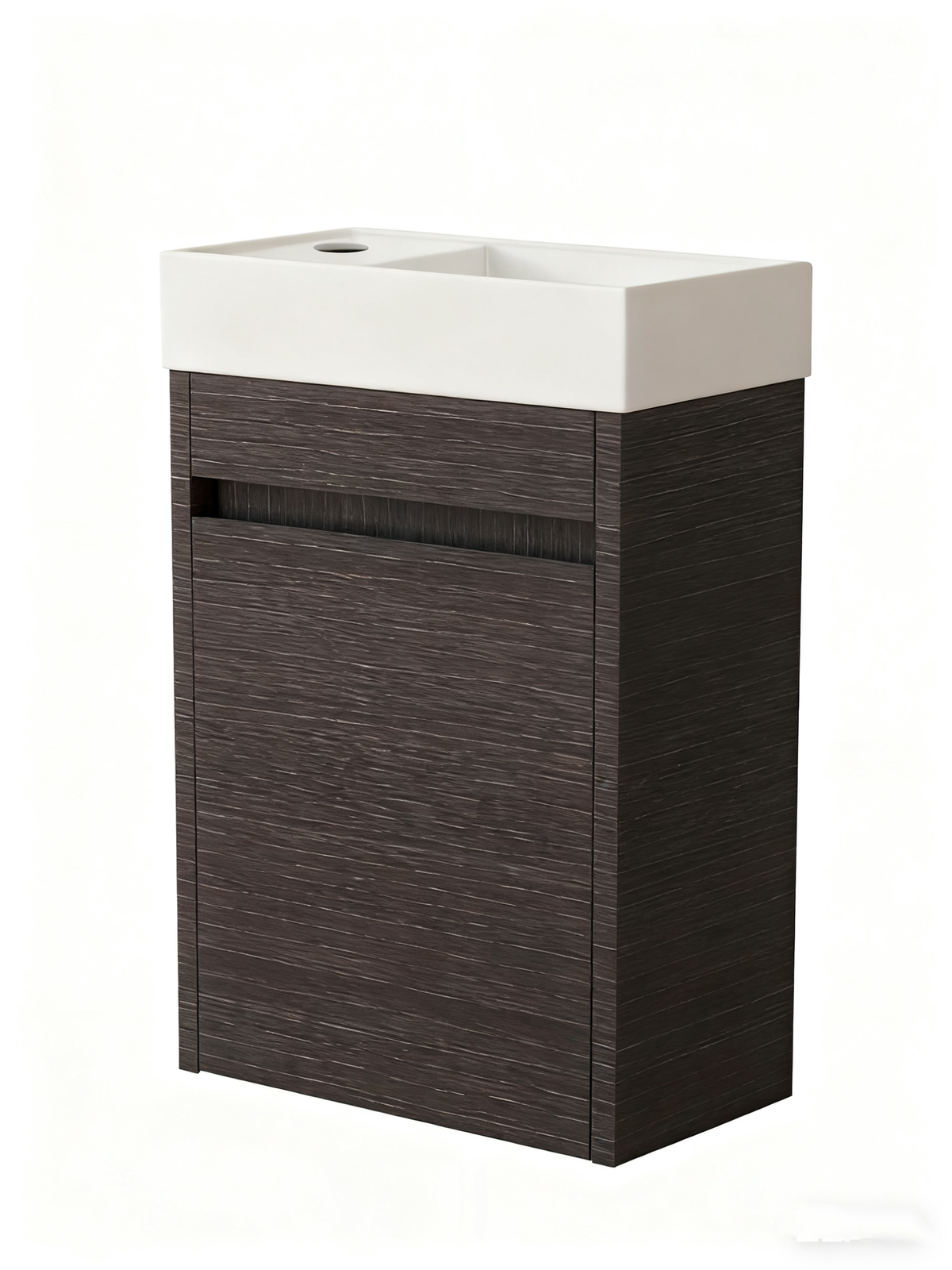 Mobile da bagno Nurion Luca - lavabo bianco lucido e mobiletto in legno nero - 41 x 22,5 x 65 cm