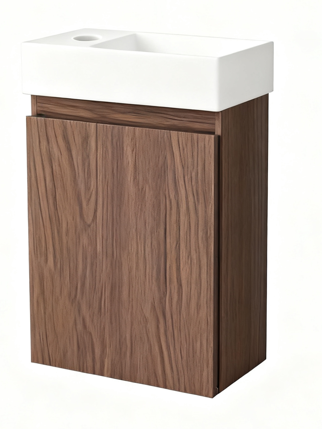 Mobile bagno Nurion Finn - lavabo bianco lucido e mobile in legno scuro - 41 x 22,5 x 65 cm