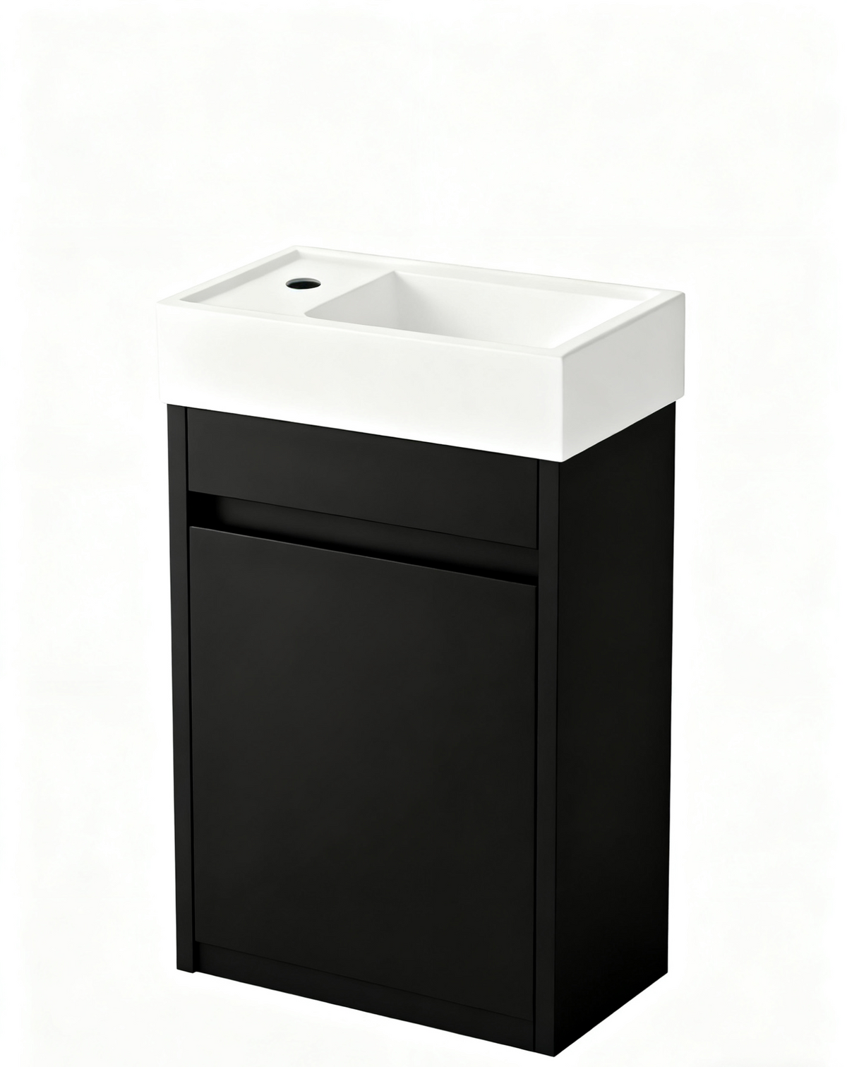 Mobile da bagno Nurion Tess - lavabo bianco lucido e mobile in legno nero - 41 x 22,5 x 65 cm